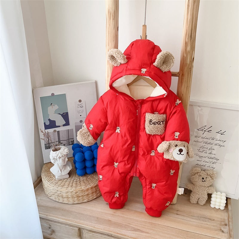 Baby's Winter Plush Cotton Padded One-Piece Climbing Jacket