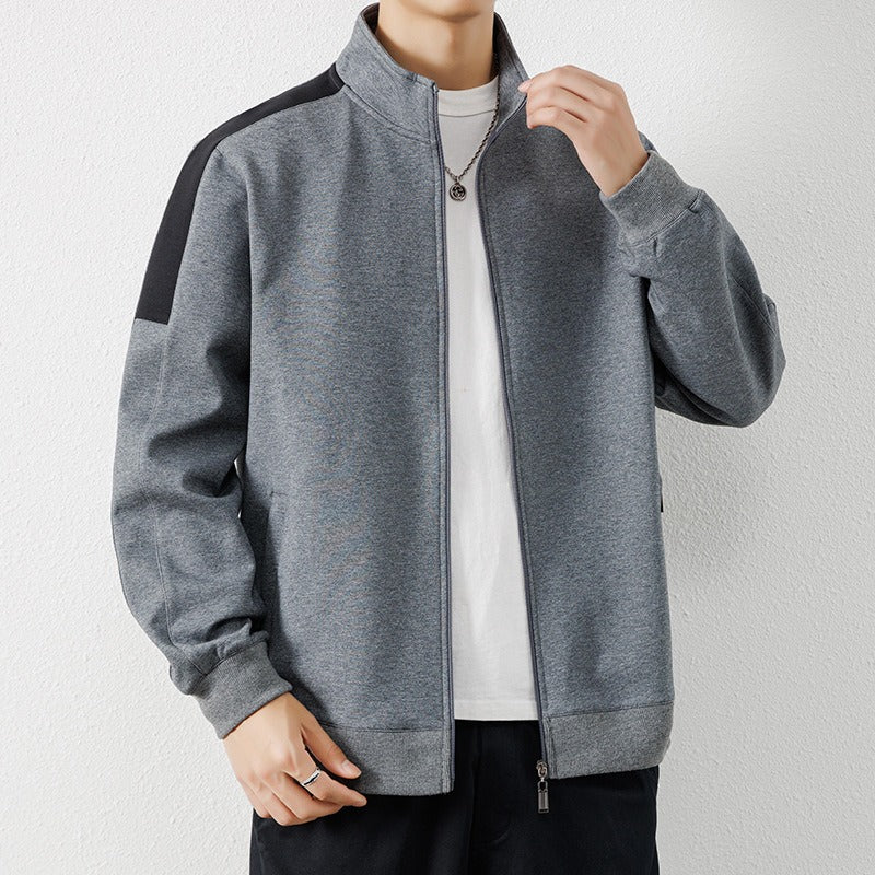 Men's hooded zipper sweatshirt, casual and versatile, loose-fit sports cardigan jacket