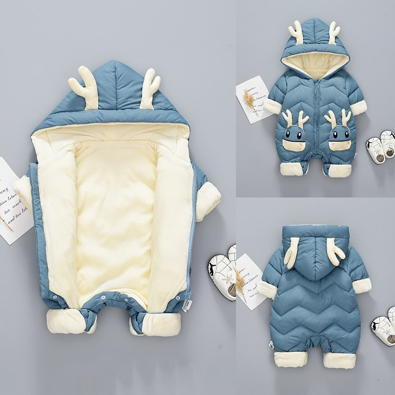 Baby Winter Snowsuit - Thick Velvet Jumpsuit for Boys & Girls