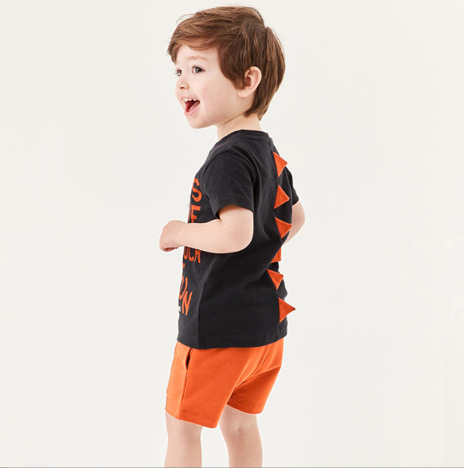 Children's short-sleeved knitted cotton set for boys, comfortable and stylish for summer