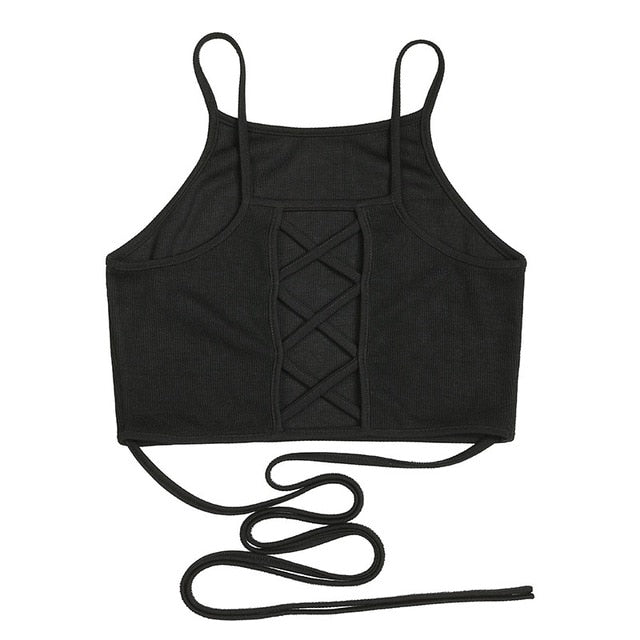 Sexy sleeveless crop top for women, lace-up bandage fashion tank for Women's