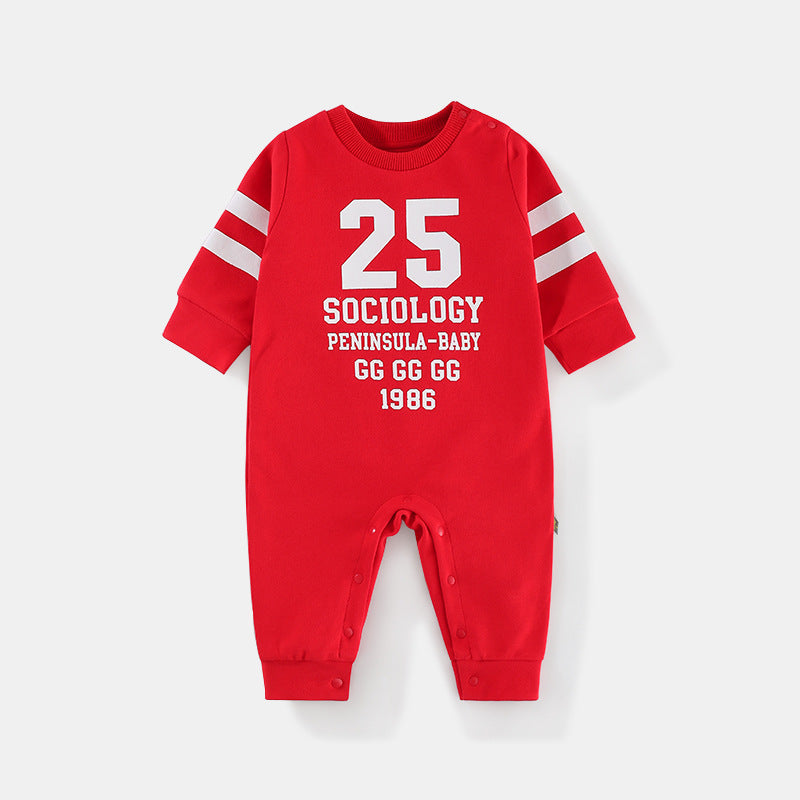 Baby boy's Fall Long Sleeve Romper Onesie, perfect for sports and casual wear