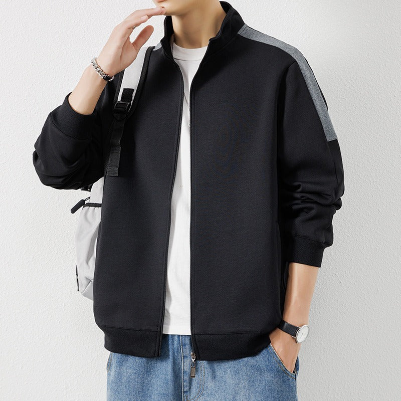 Men's hooded zipper sweatshirt, casual and versatile, loose-fit sports cardigan jacket