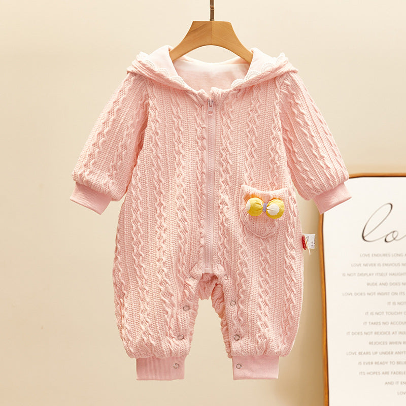 Newborn baby girl one-piece suit, cute princess romper for autumn outings