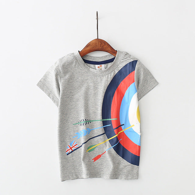 Summer boys' cotton short-sleeve T-shirt, perfect for kids aged 2-8, stylish and comfortable