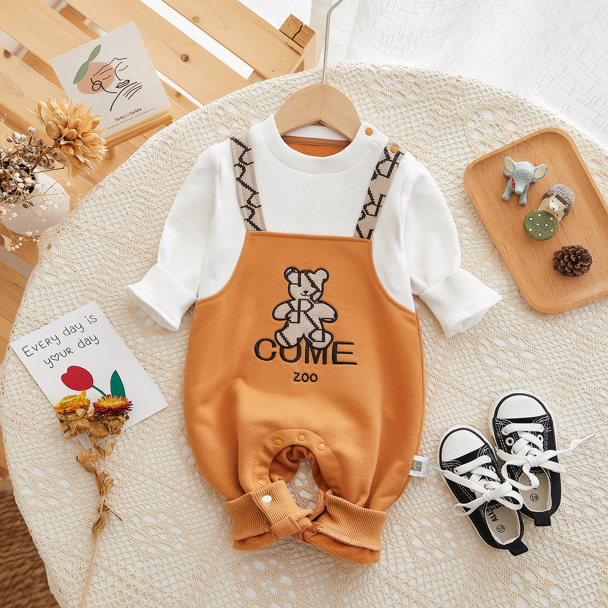 Autumn Baby Boy Bear Romper Onesie Set