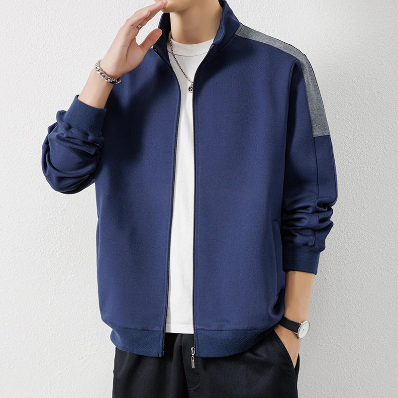 Men's hooded zipper sweatshirt, casual and versatile, loose-fit sports cardigan jacket