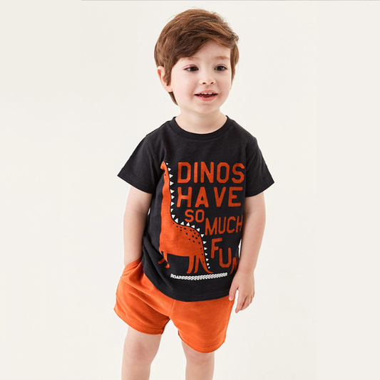 Children's short-sleeved knitted cotton set for boys, comfortable and stylish for summer