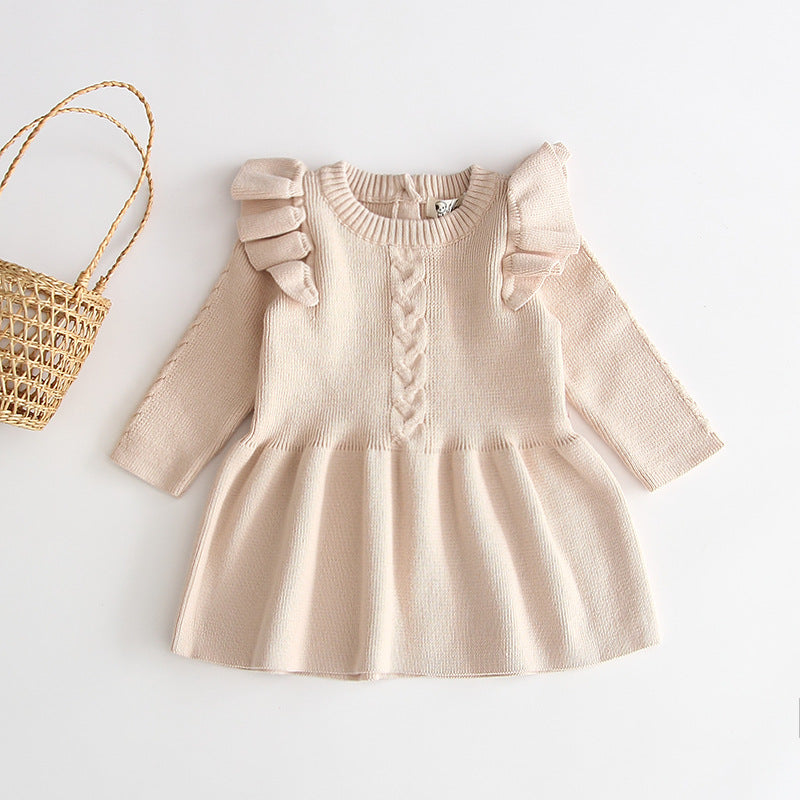 Baby Girl's Cozy Knitted Princess Dress & Sweater Set