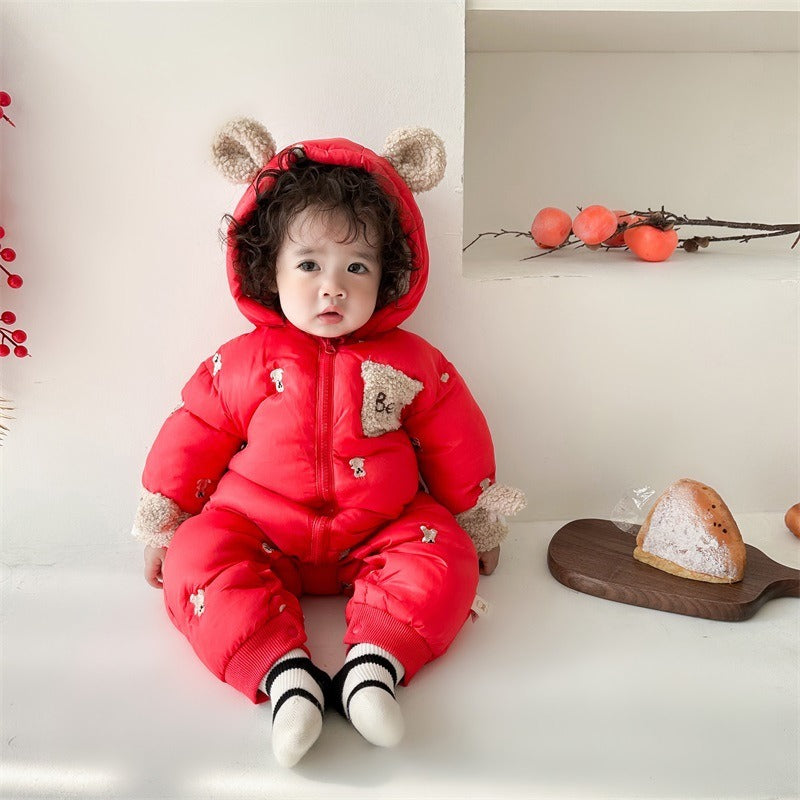 Baby's Winter Plush Cotton Padded One-Piece Climbing Jacket