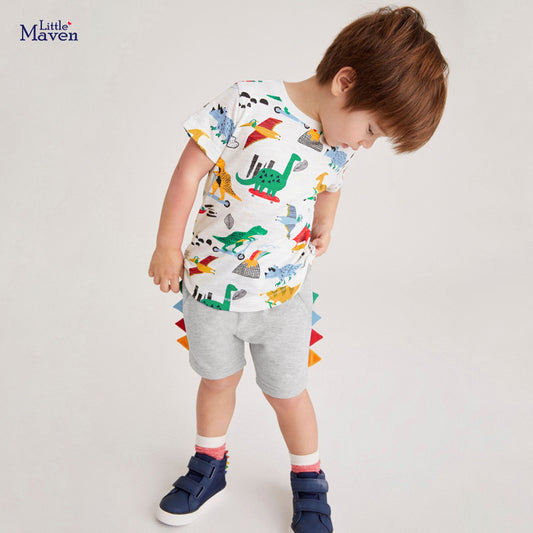 New summer short-sleeved cotton suit for boys, stylish and comfortable