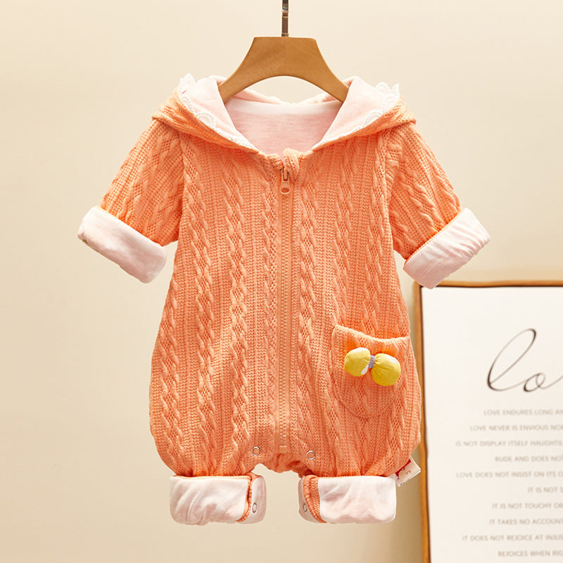 Newborn baby girl one-piece suit, cute princess romper for autumn outings