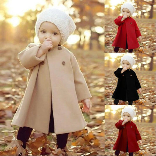 Baby girl wool-blend jacket coat, perfect for spring, winter, and festive occasions